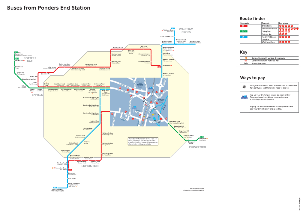 Buses from Ponders End Station Buses from Ponders End Station 491 Waltham Cross WALTHAM Bus Station CROSS