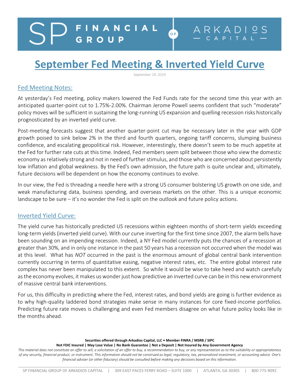 September Fed Meeting & Inverted Yield Curve