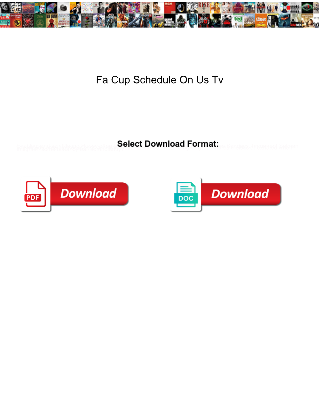 Fa Cup Schedule on Us Tv