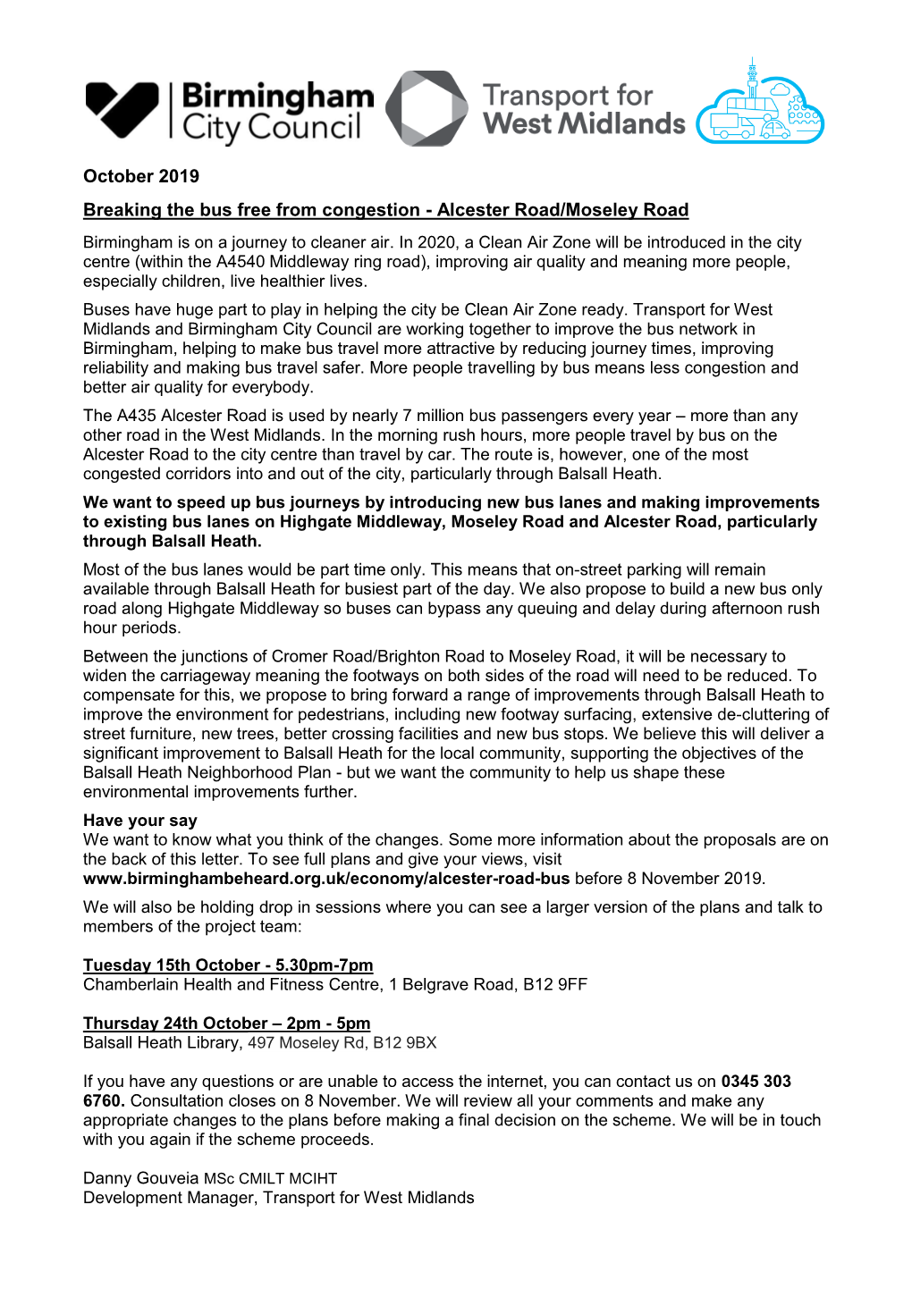 October 2019 Breaking the Bus Free from Congestion - Alcester Road/Moseley Road Birmingham Is on a Journey to Cleaner Air