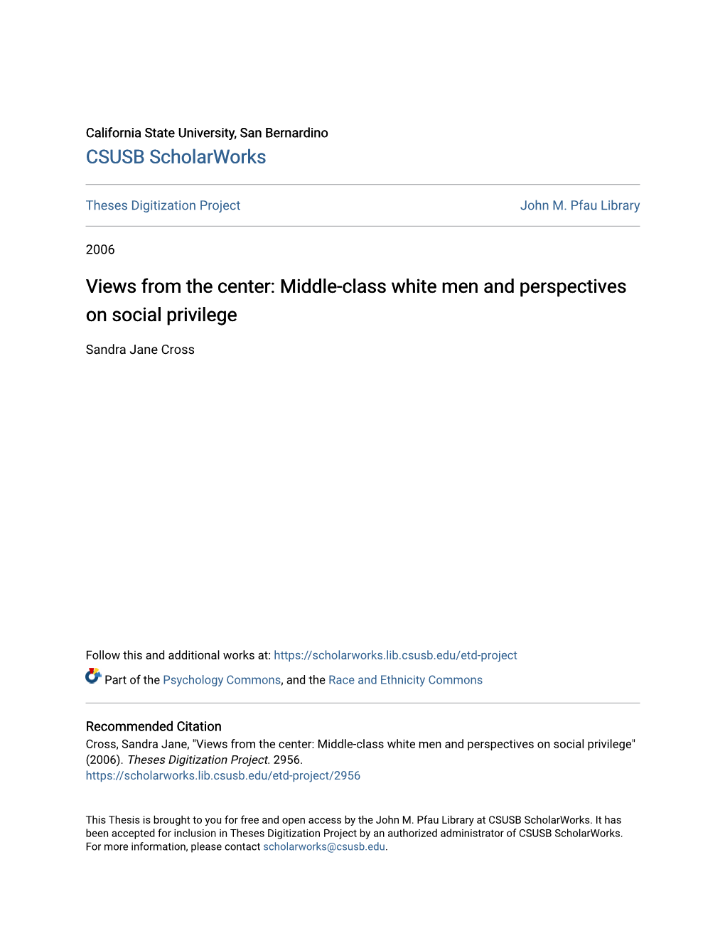 Views from the Center: Middle-Class White Men and Perspectives on Social Privilege