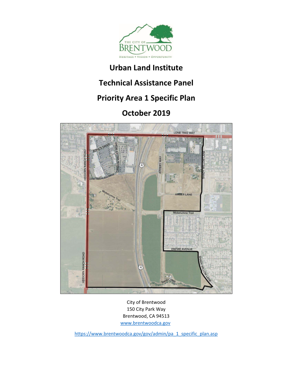 Urban Land Institute Technical Assistance Panel Priority Area 1 Specific Plan October 2019