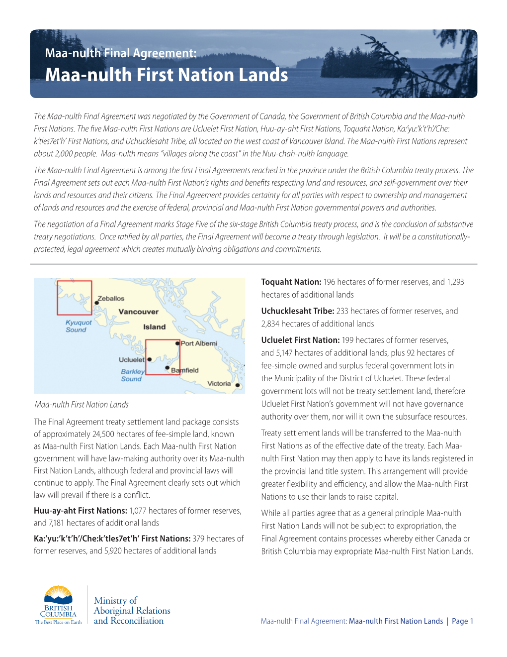 Maa-Nulth First Nation Lands