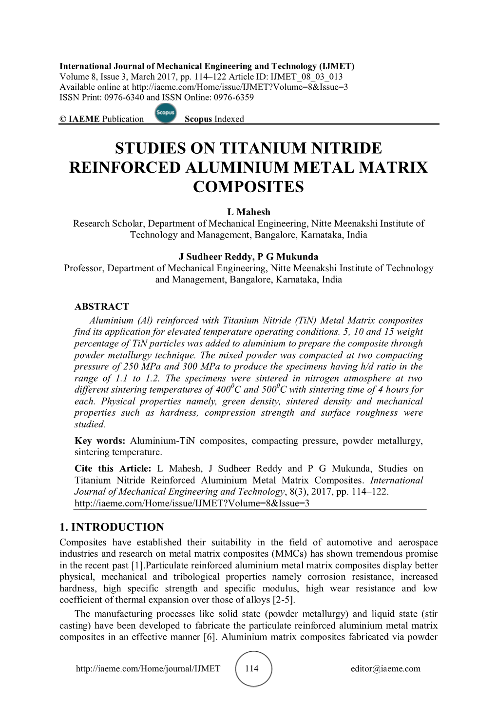Studies on Titanium Nitride Reinforced Aluminium Metal Matrix Composites