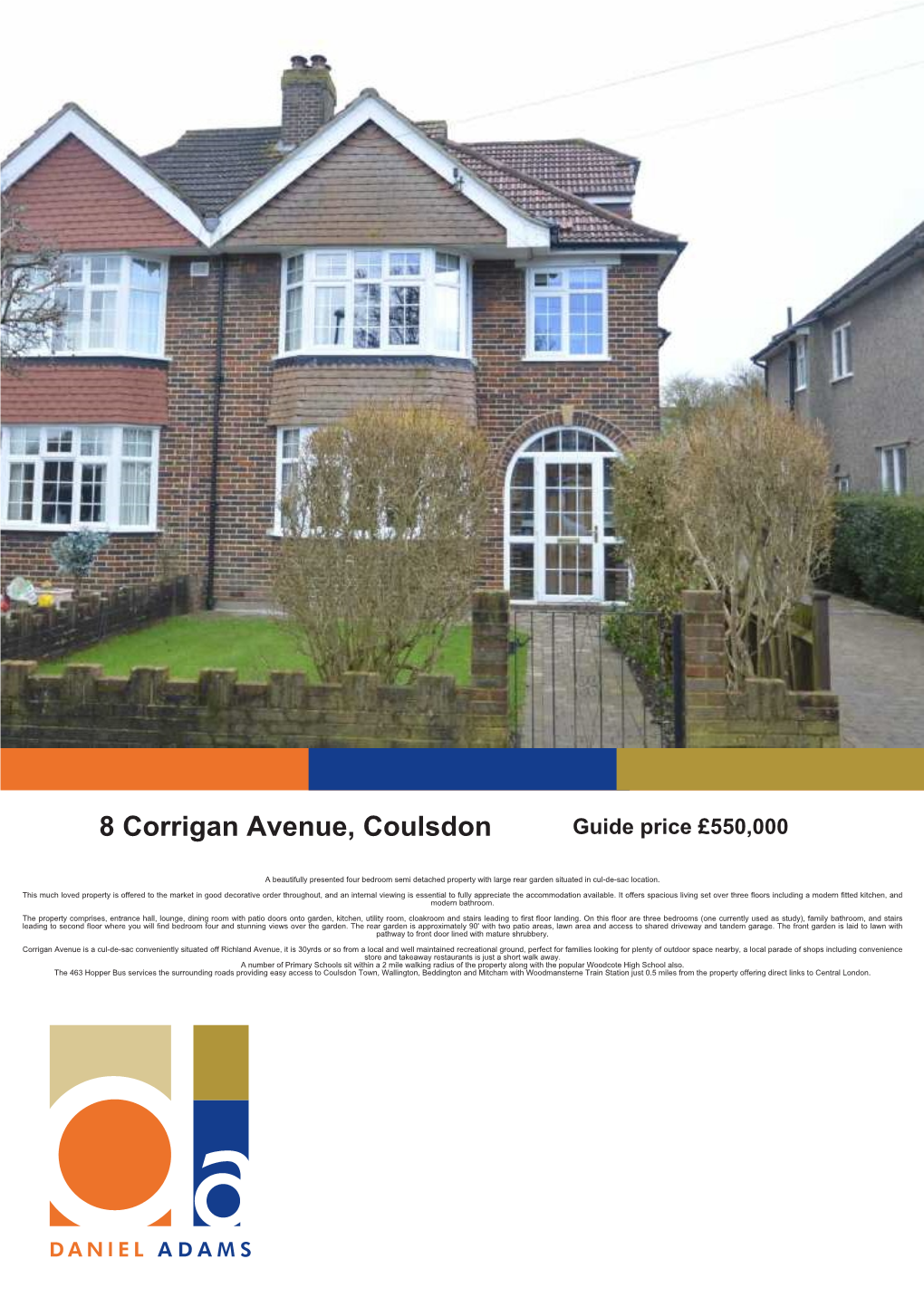 8 Corrigan Avenue, Coulsdon Guide Price £550,000