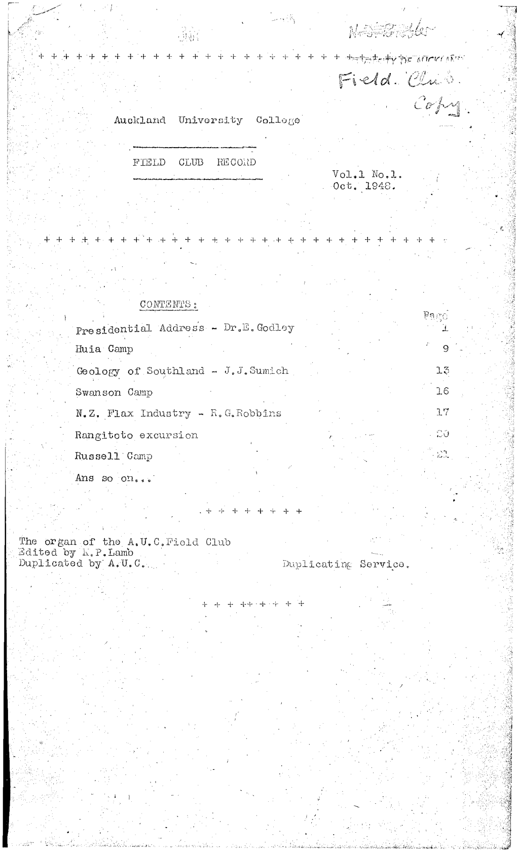 Oct. 1948. Presidential Address Dr. E. Godley 1