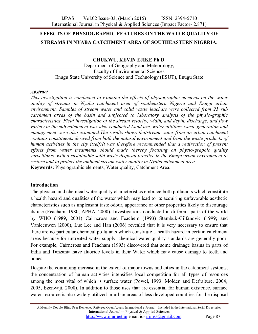 (March 2015) ISSN: 2394-5710 International Journal In