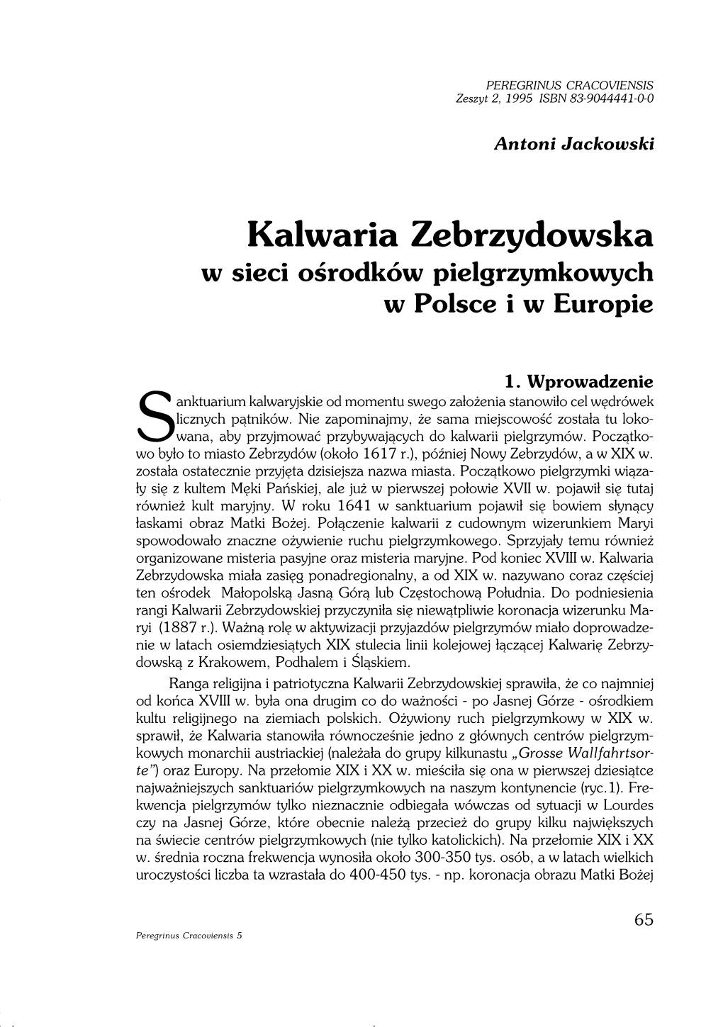 Kalwaria Zebrzydowska W Sieci Ośrodków Pielgrzymkowych W Polsce I W Europie