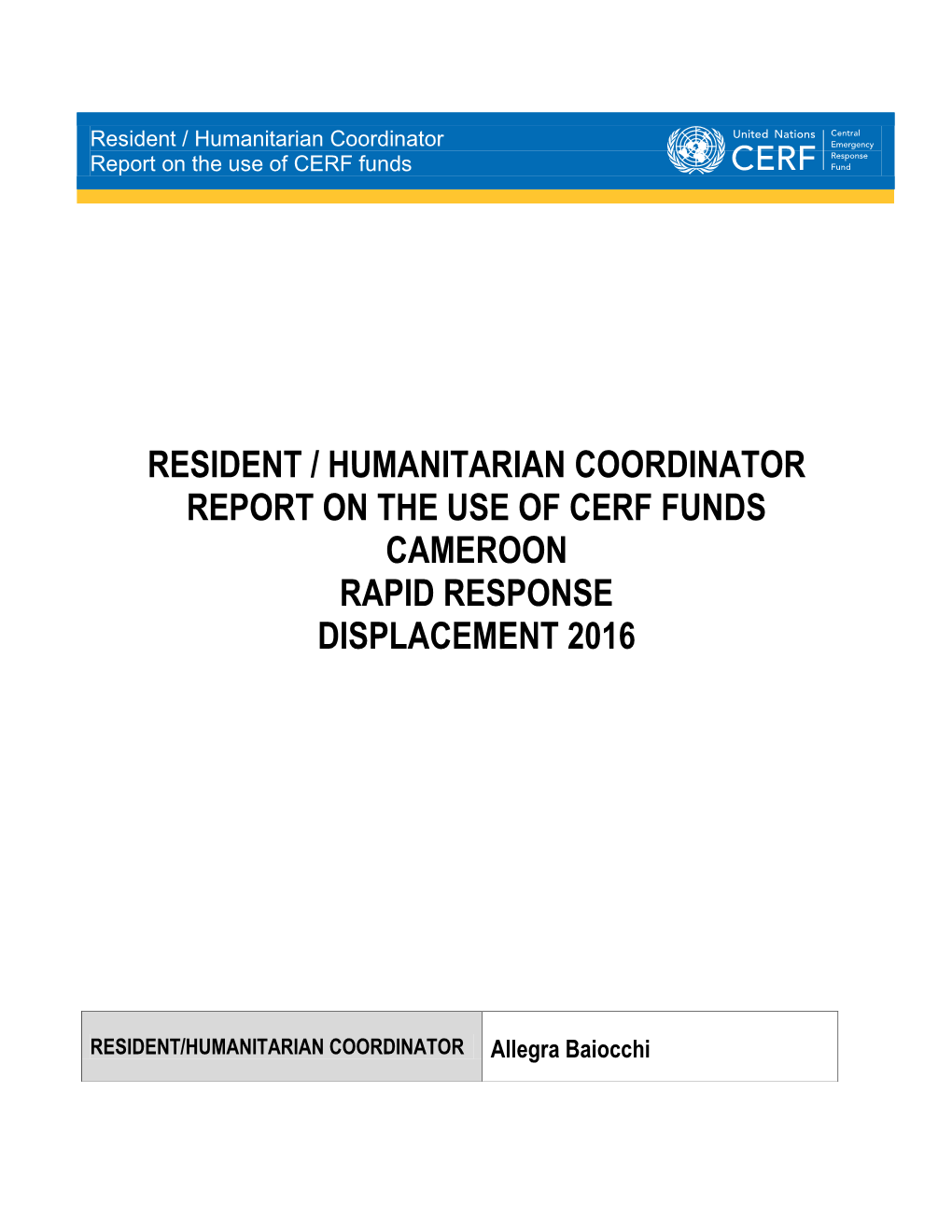 Cameroon Rapid Response Displacement 2016