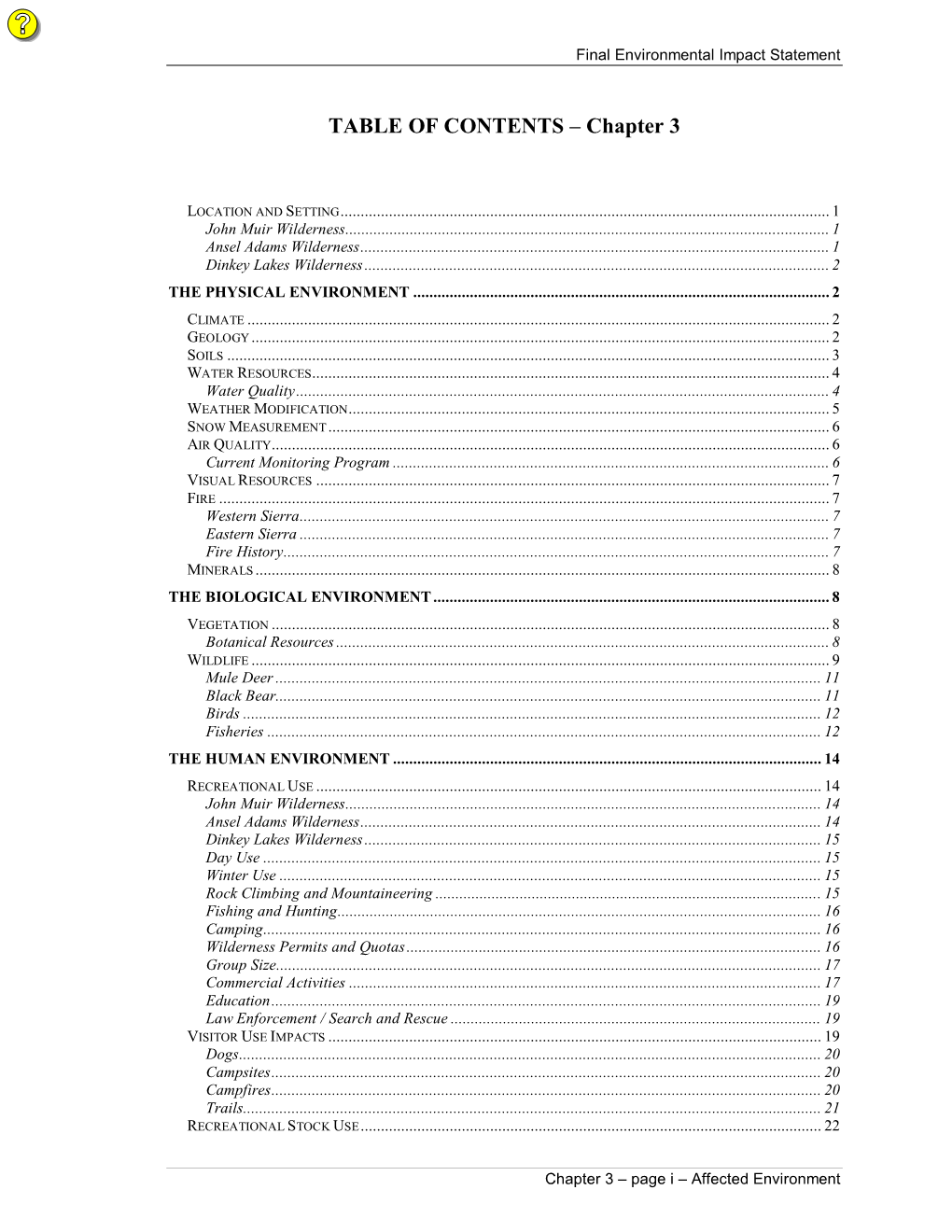 TABLE of CONTENTS – Chapter 3