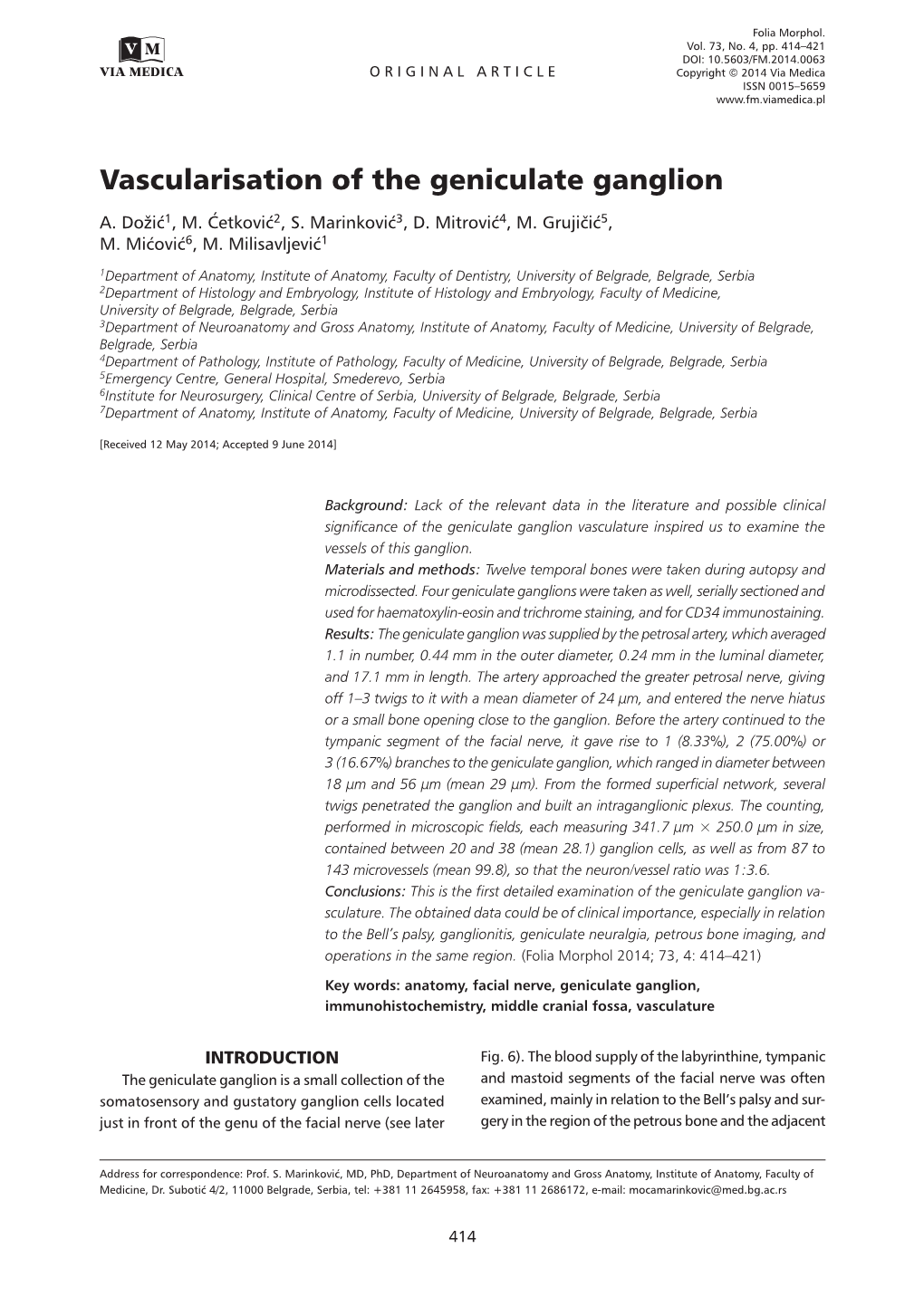 Vascularisation of the Geniculate Ganglion A