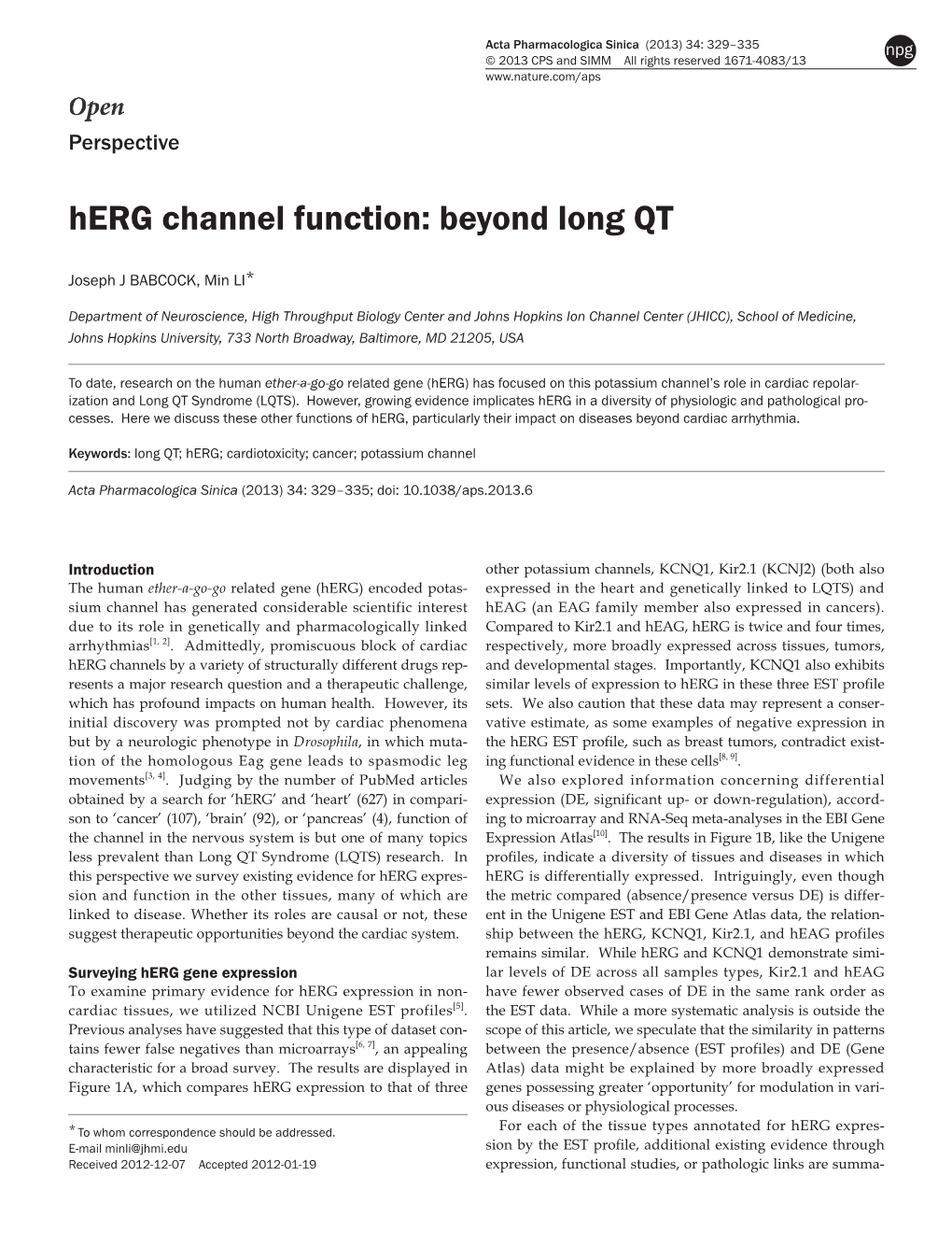 Herg Channel Function: Beyond Long QT