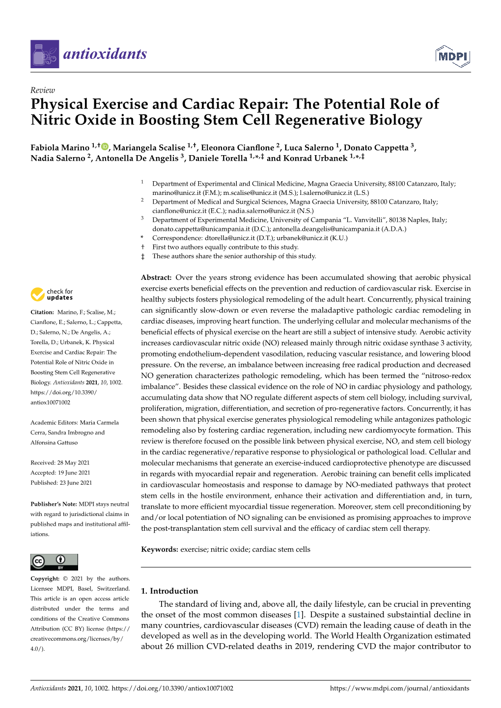 The Potential Role of Nitric Oxide in Boosting Stem Cell Regenerative Biology