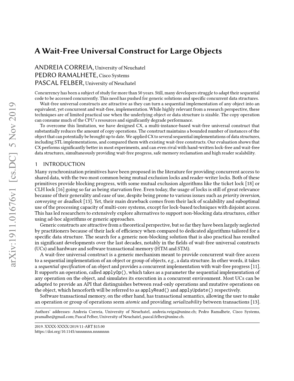 A Wait-Free Universal Construct for Large Objects