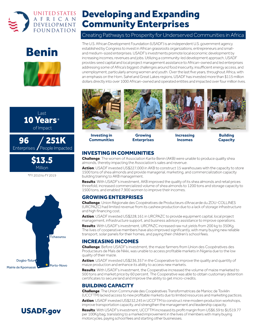 Benin Increasing Incomes, Revenues and Jobs