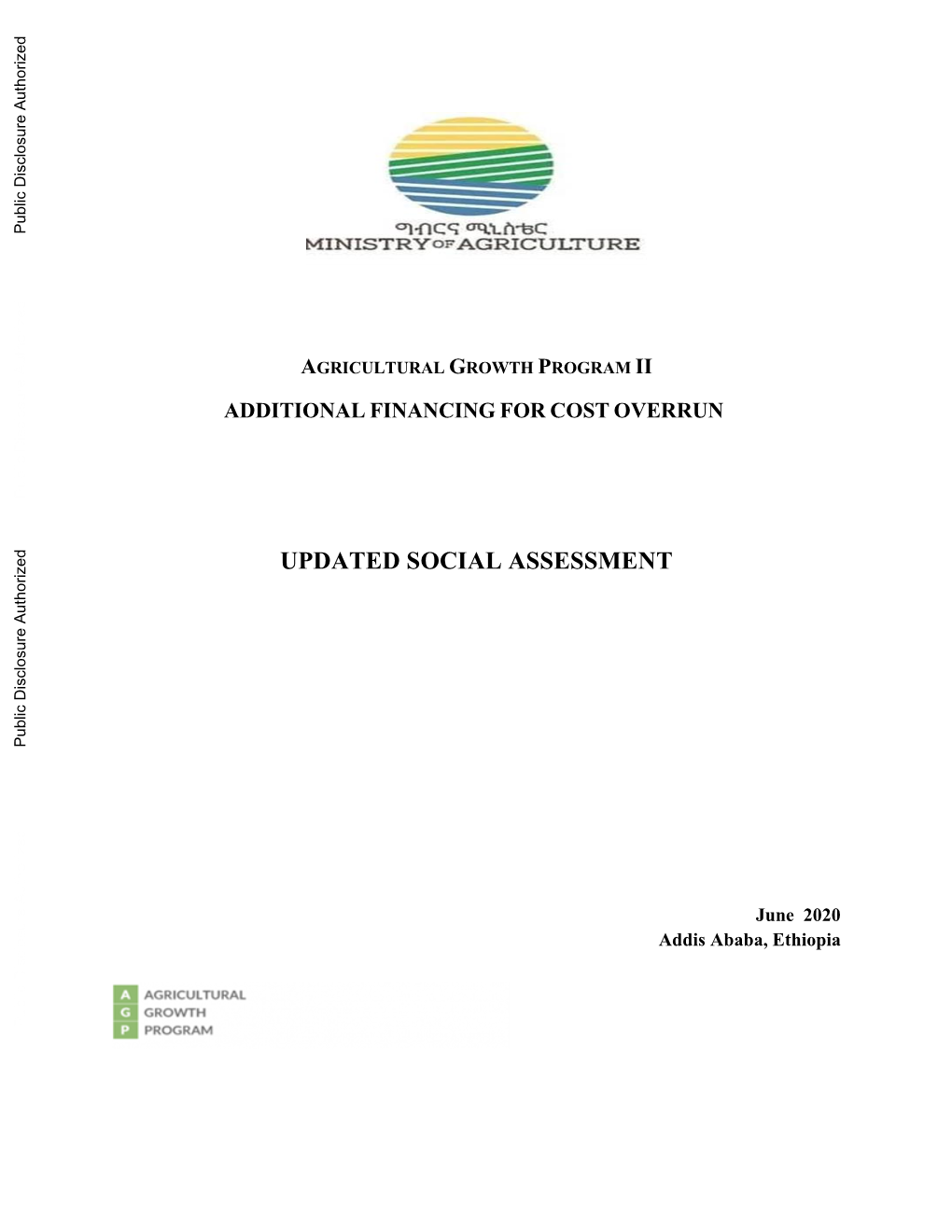 Agricultural Growth Program Ii Additional Financing for Cost Overrun