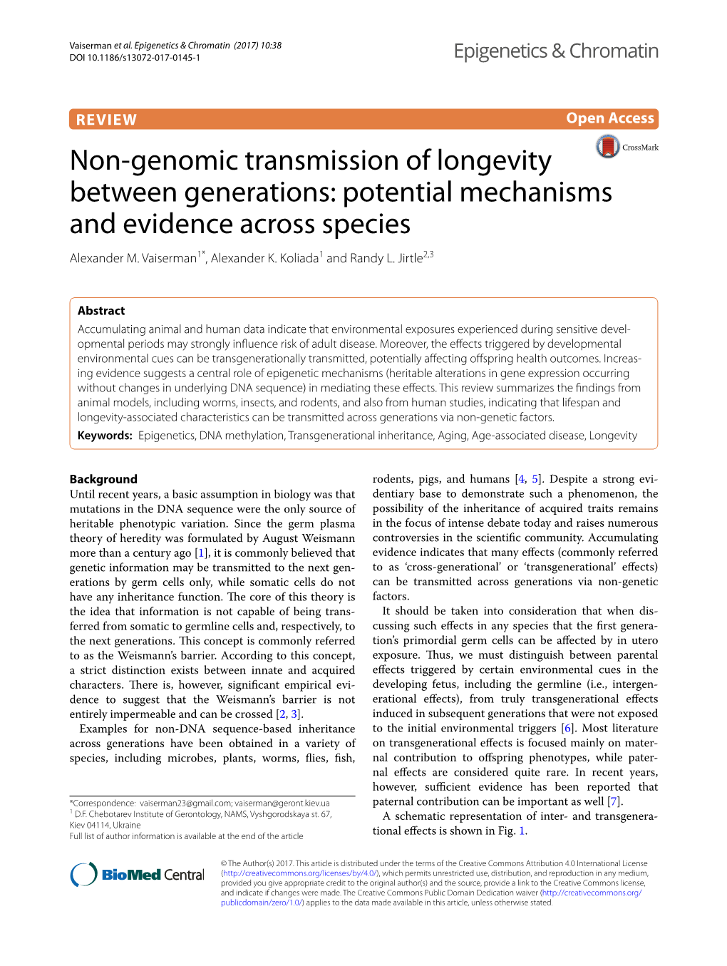 Non-Genomic Transmission of Longevity Between Generations: Potential Mechanisms and Evidence Across Species