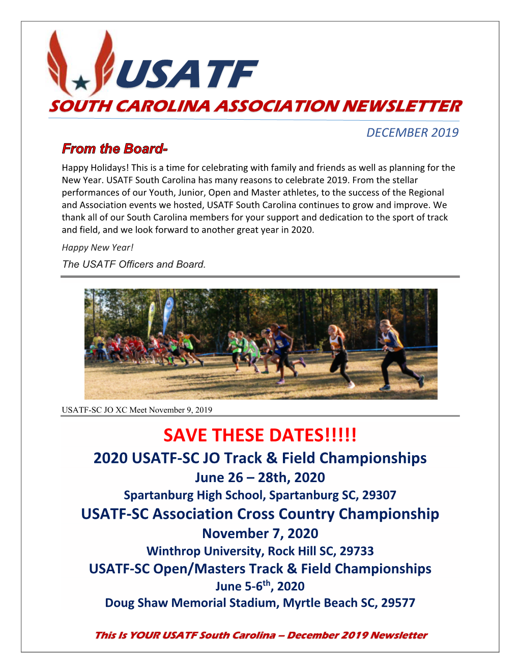 USATF SC Newsletter December 2019