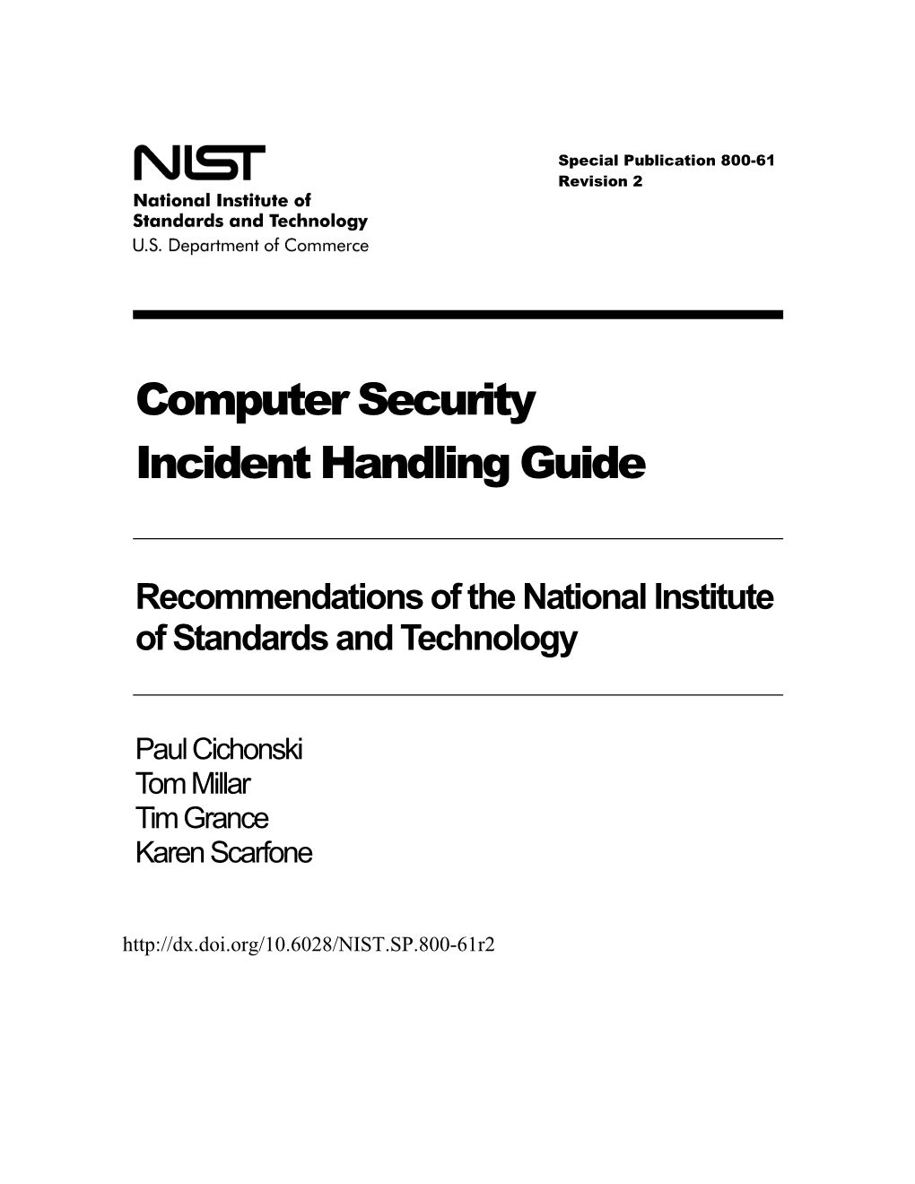 Computer Security Incident Handling Guide