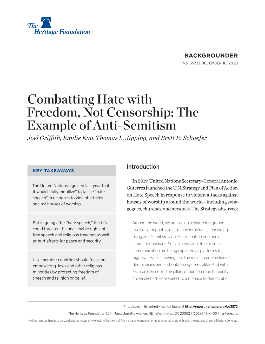 The Example of Anti-Semitism Joel Griffith, Emilie Kao, Thomas L