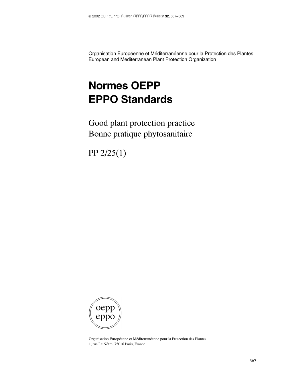 Normes OEPP EPPO Standards