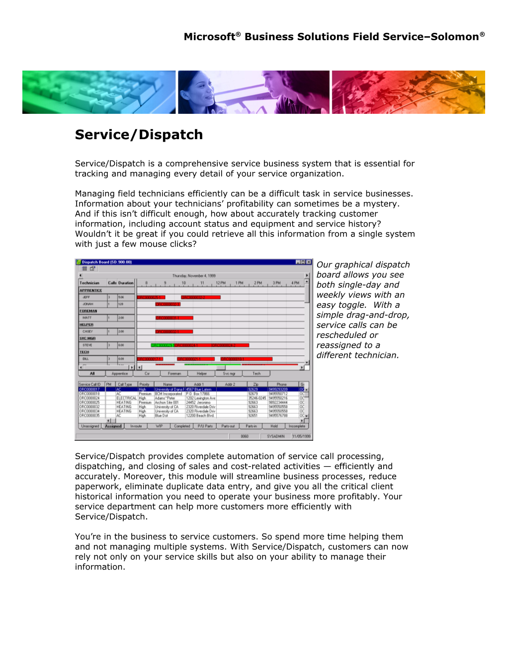 Solomon Service Dispatch Fact Sheet