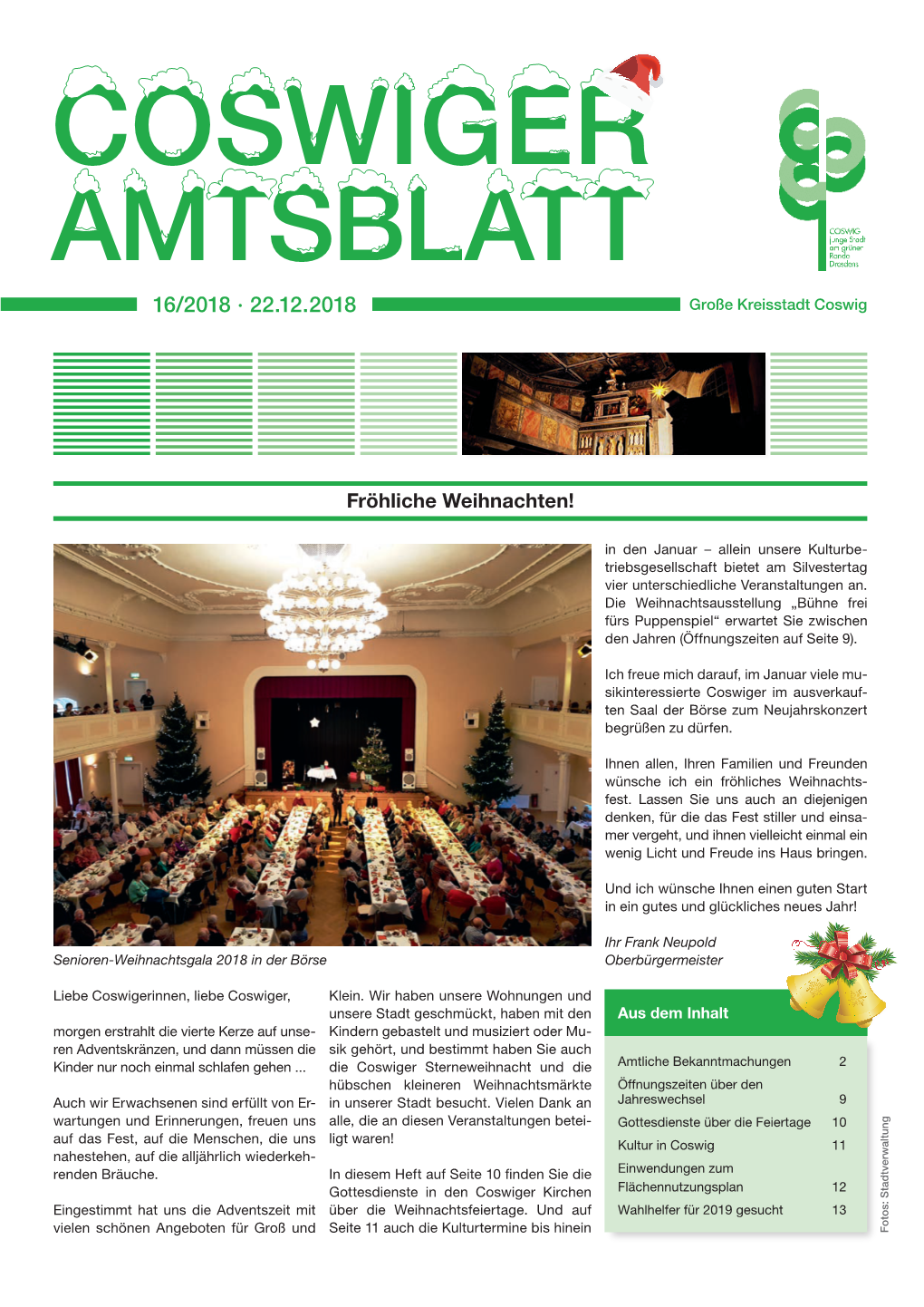 AMTSBLATT 16/2018 · 22.12.2018 Große Kreisstadt Coswig