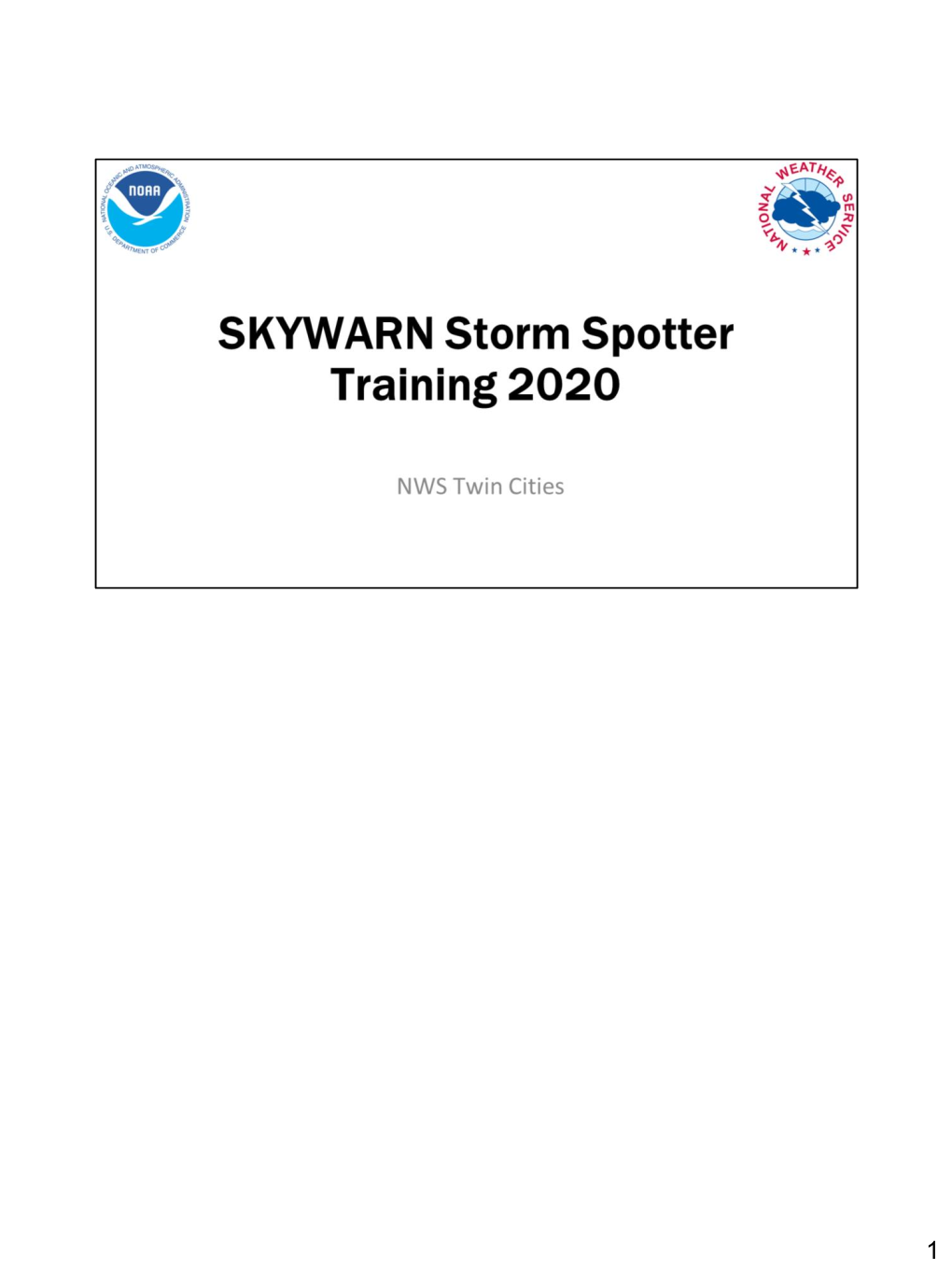 SKYWARN Storm Spotter Training 2019