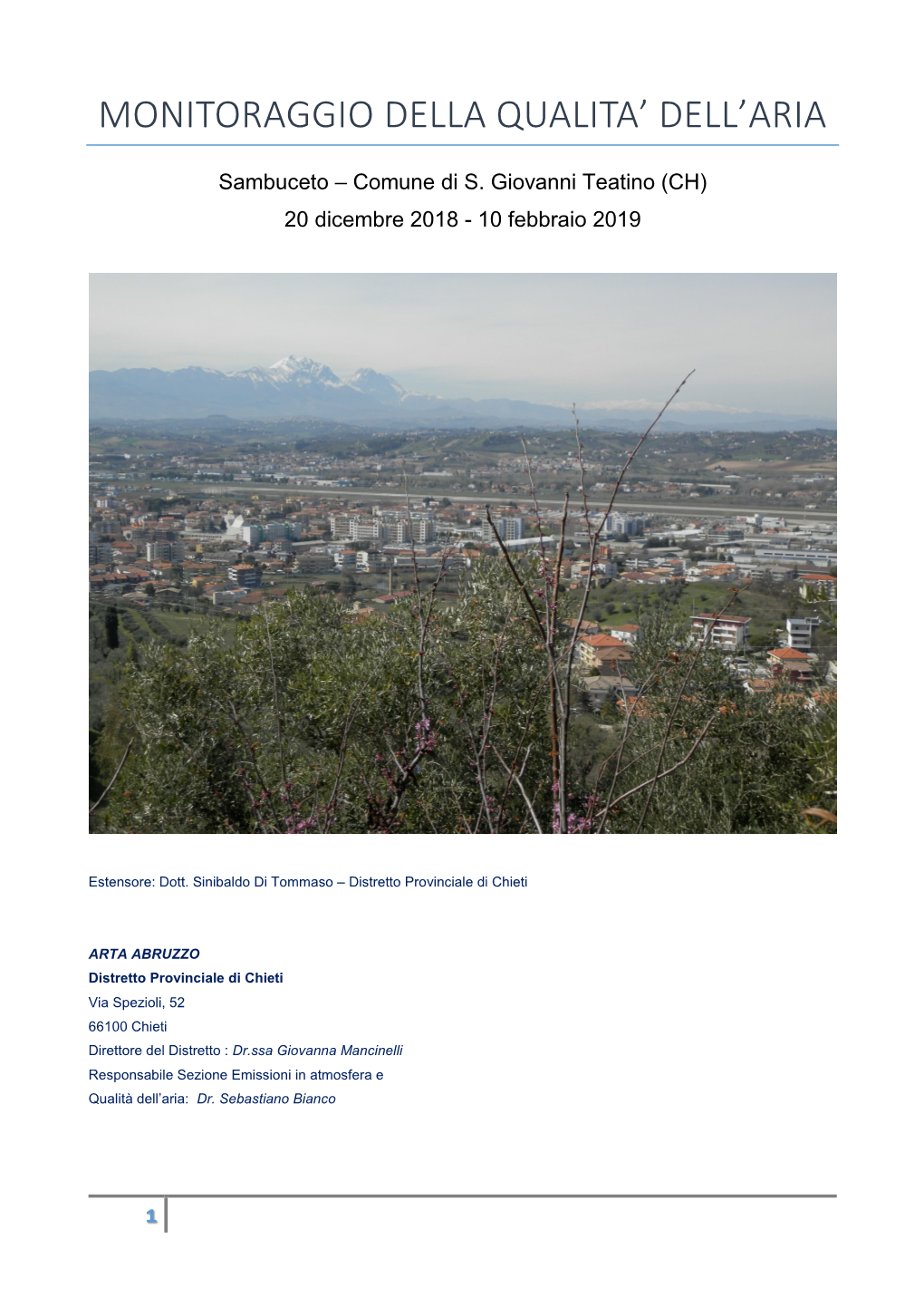 Relazione Monitoraggio Aria San Giovanni Teatino 2019