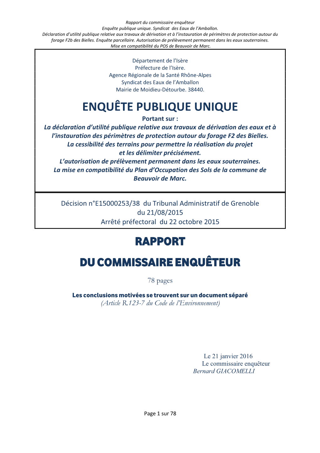 Enquête Publique Unique