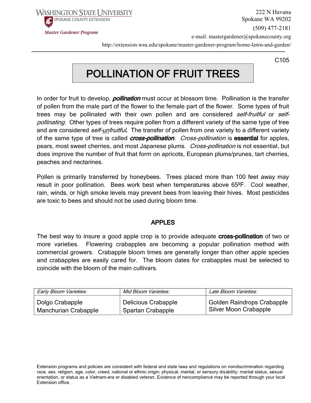 Pollination of Fruit Trees