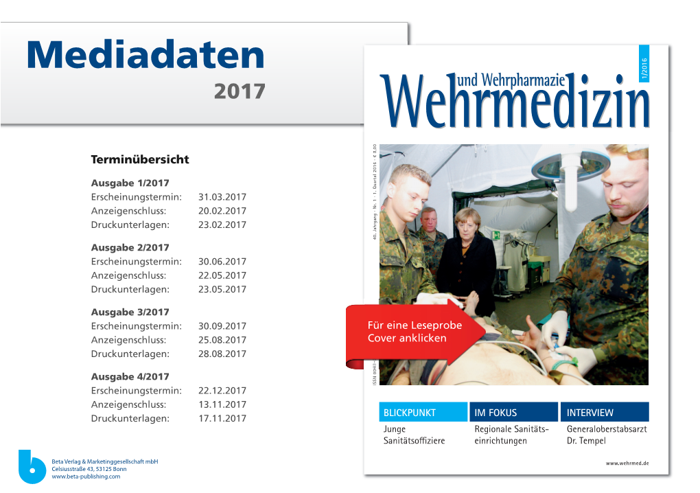 Mediadaten 2016 Und Wehrpharmazie 1/2016 2017 Wehrmedizin