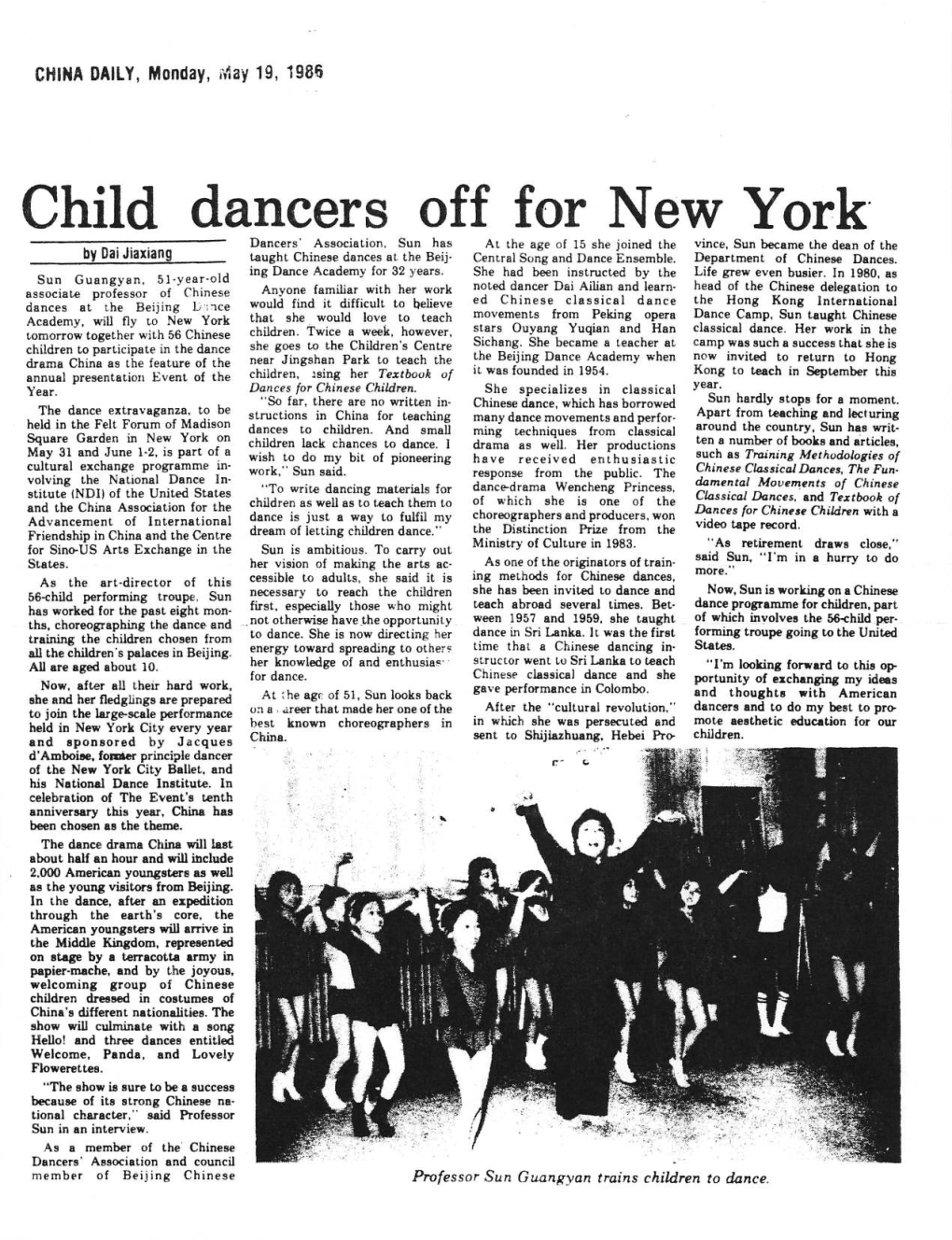 Child Dancers Off for New York