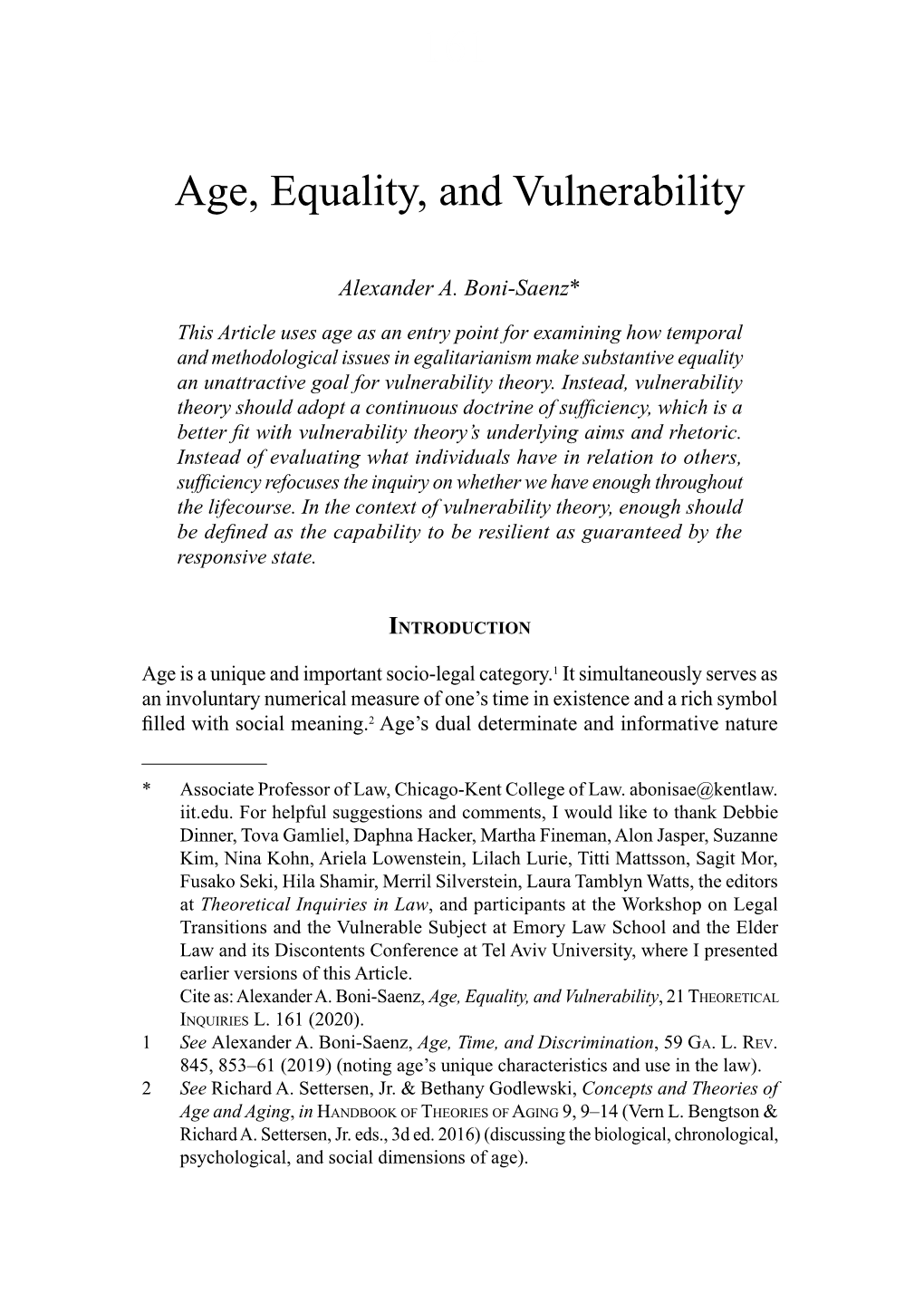 Age, Equality, and Vulnerability