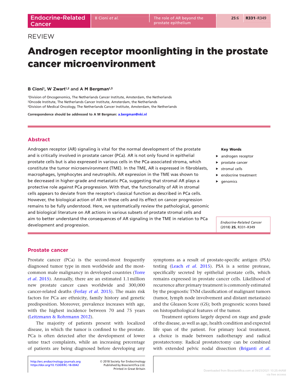 Androgen Receptor Moonlighting in the Prostate Cancer Microenvironment