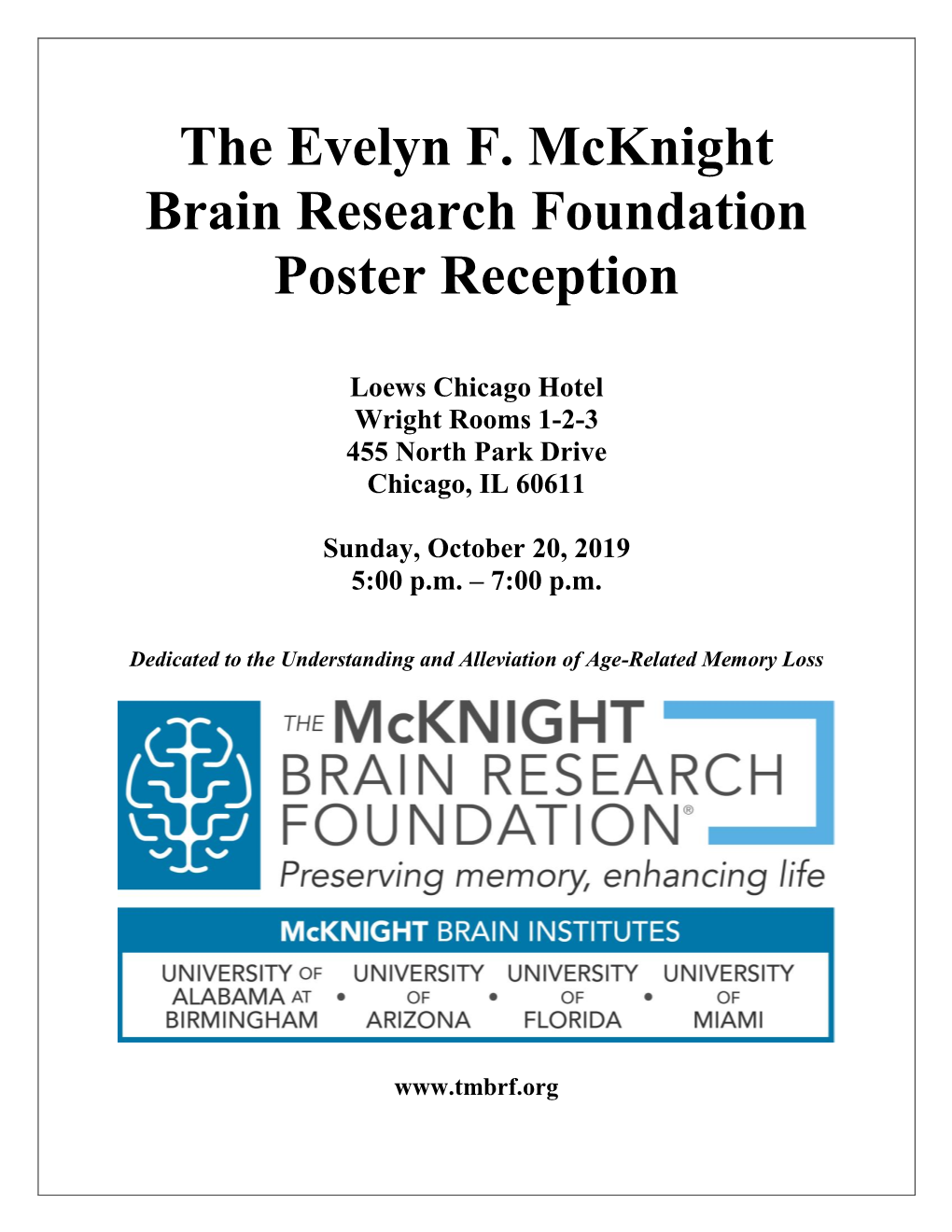 The Evelyn F. Mcknight Brain Research Foundation Poster Reception