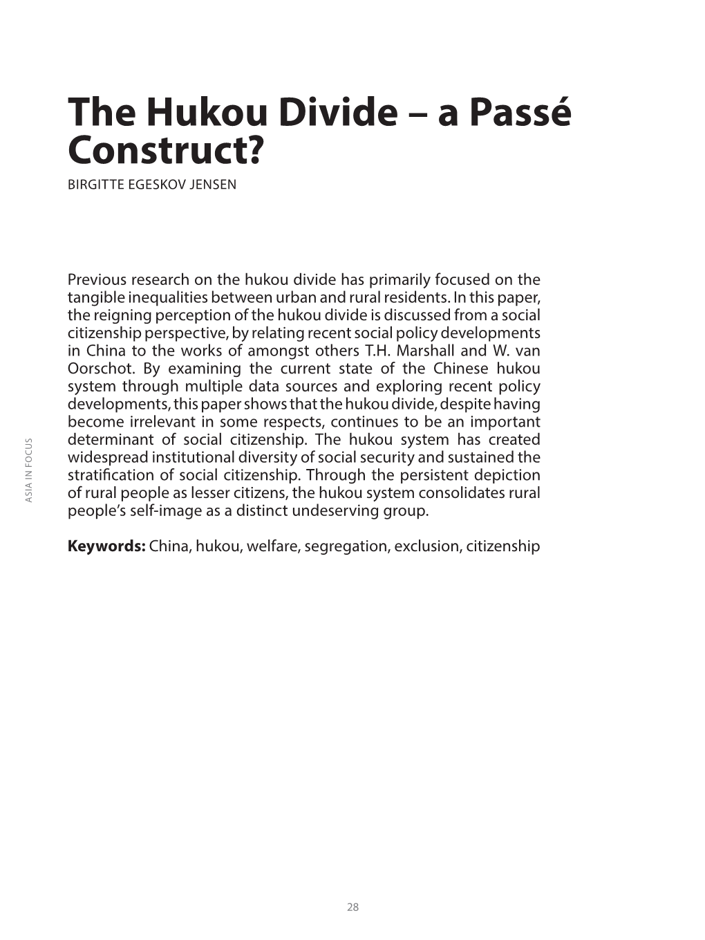 The Hukou Divide, Despite Having System Through Multiple Data Sources and Exploring Recent Policy Oorschot