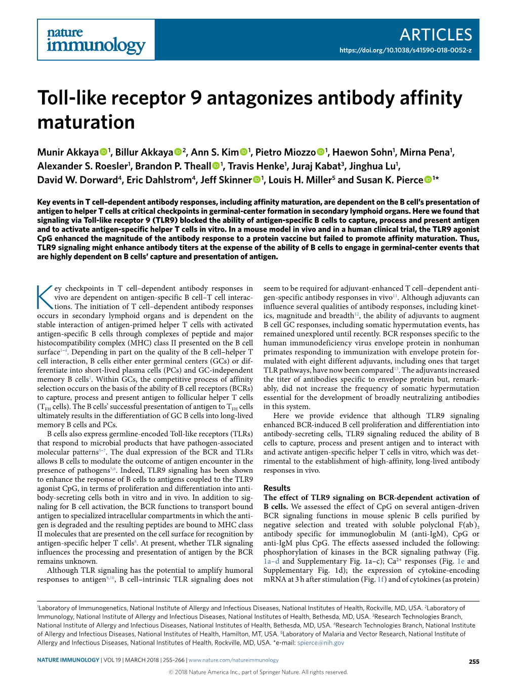 Toll-Like Receptor 9 Antagonizes Antibody Affinity Maturation