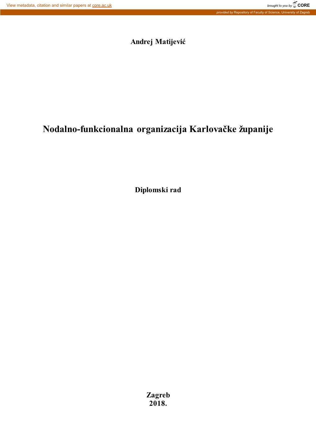 Nodalno-Funkcionalna Organizacija Karlovačke Županije