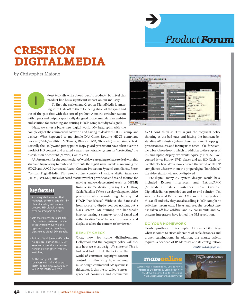 Crestron Digitalmedia AV Technology