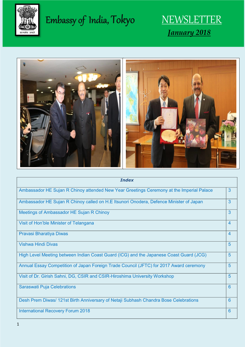 Embassy of India, Tokyo NEWSLETTER