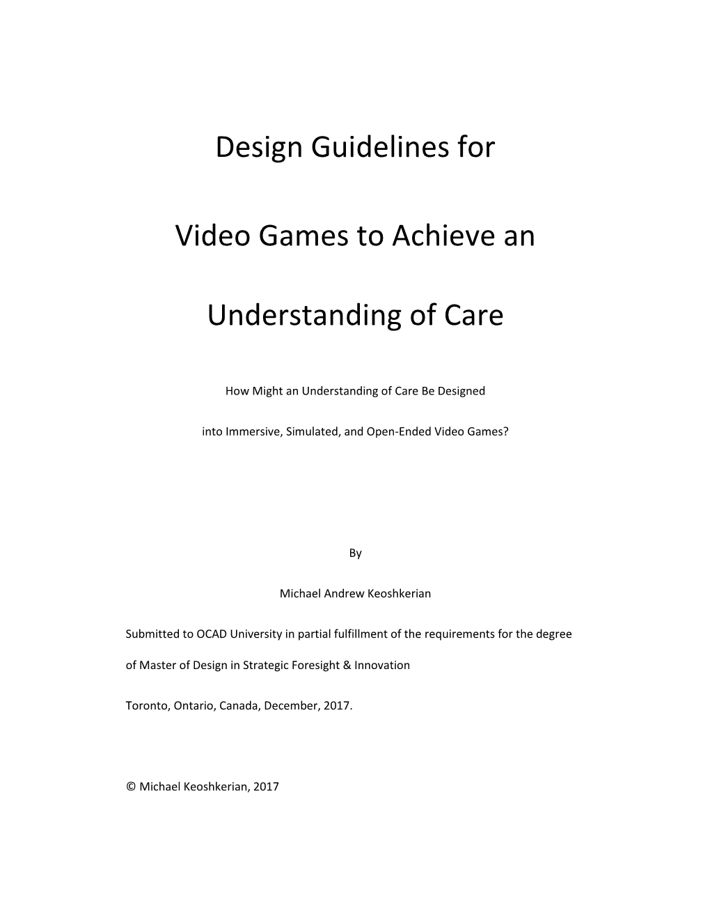 Design Guidelines for Video Games to Achieve an Understanding of Care