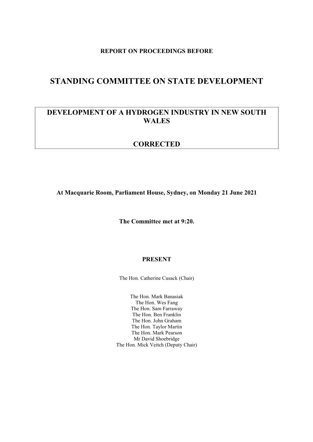 Standing Committee on State Development