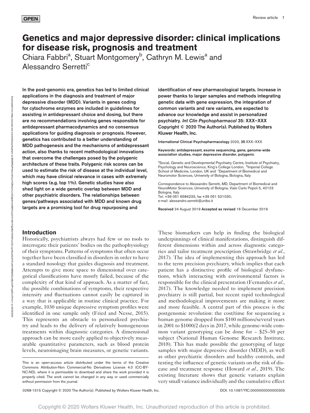 Genetics and Major Depressive Disorder