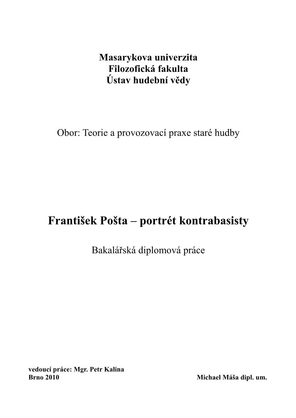 František Pošta – Portrét Kontrabasisty