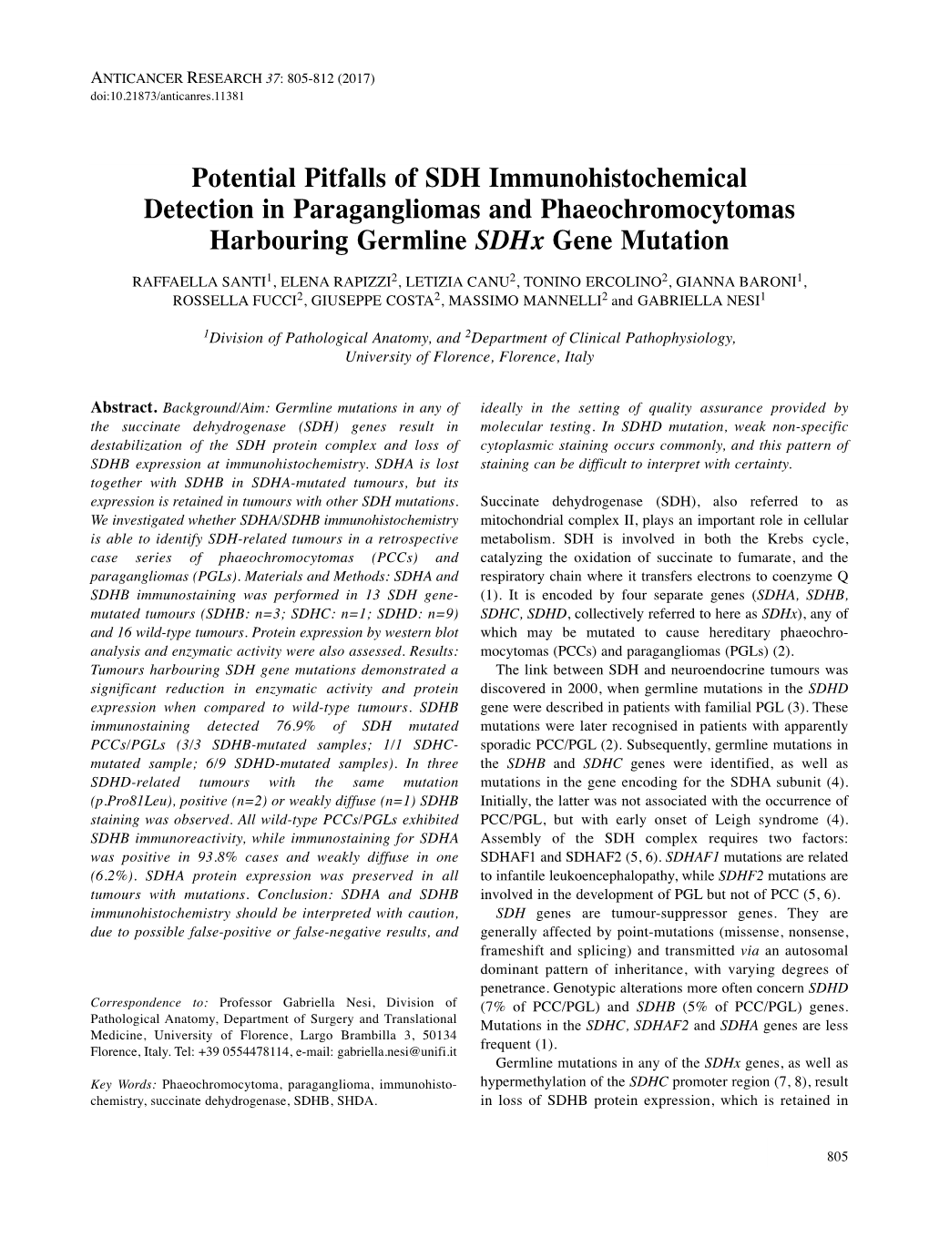 Potential Pitfalls of SDH Immunohistochemical Detection In