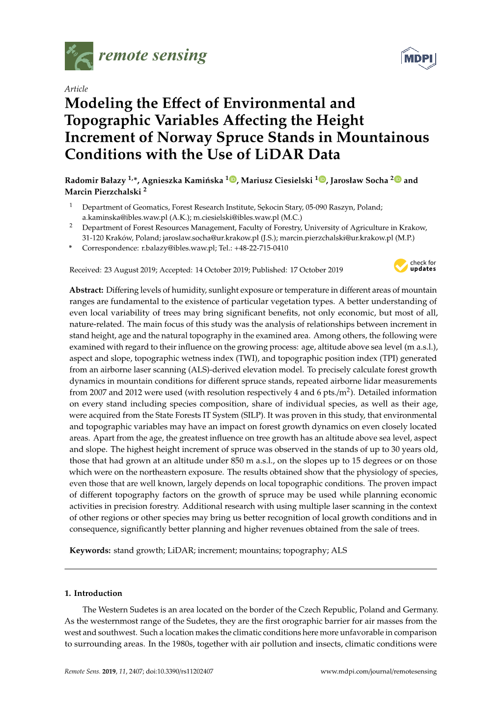 Modeling the Effect of Environmental and Topographic Variables