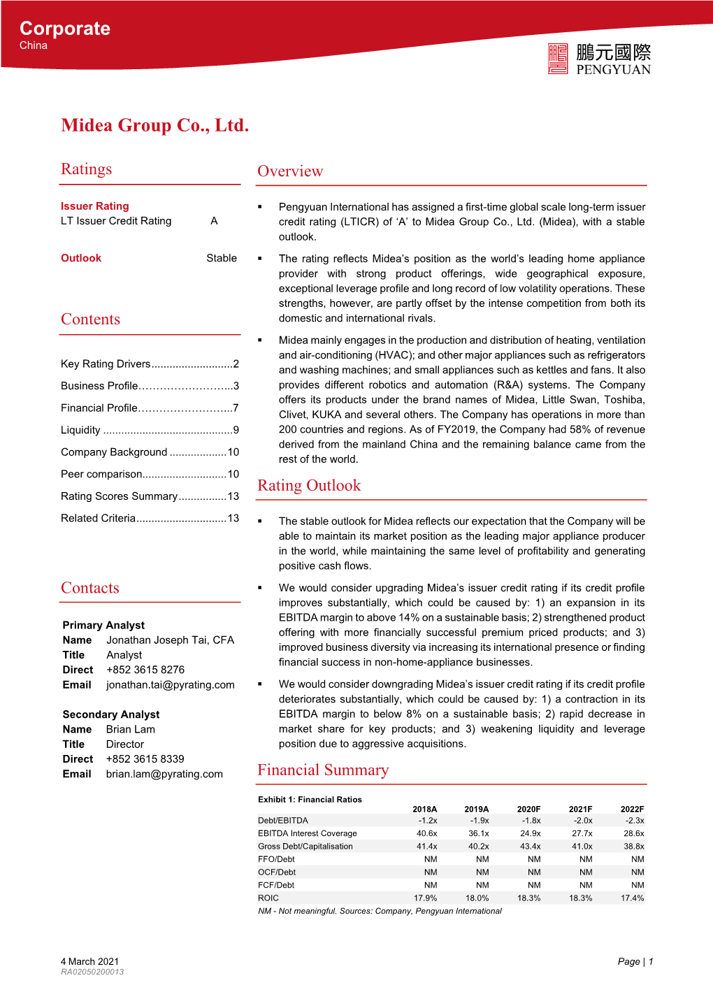 Pengyuan Credit Rating