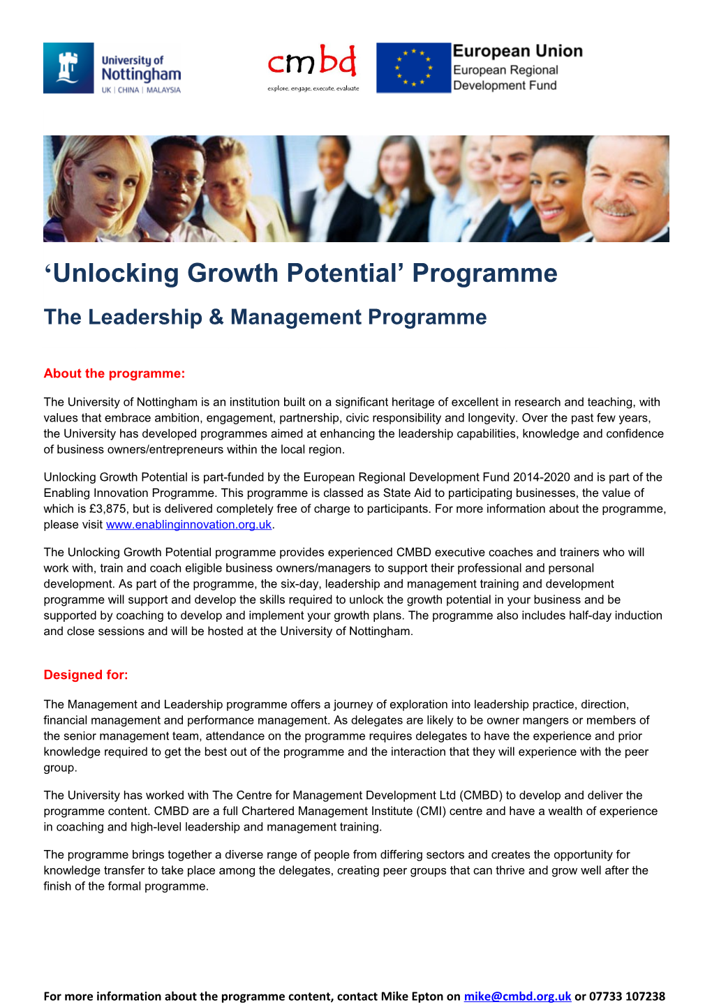 Unlocking Growth Potential Programme