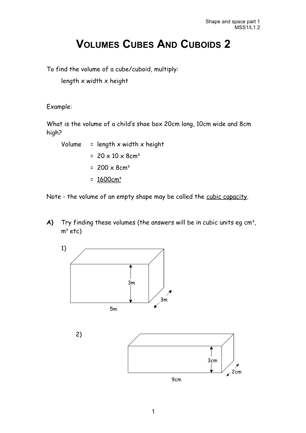 Volumes Cubes and Cuboids 2